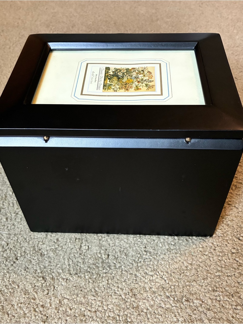 Wood Photo Storage Box w/ Picture Frame Lid 4x6 Organizer Memory Keepsake Case - Picture 11 of 12